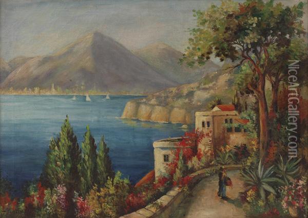 Italian Landscape Oil Painting - Frederick C. Gottwald