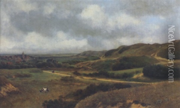 Hollandische Landschaft Bei Nordwijk Oil Painting - Franz Leo Ruben