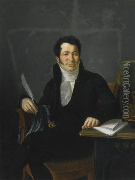 Portrait Of A Gentleman, Probably The Chevalier De Vernegues Oil Painting - Francois-Xavier Fabre