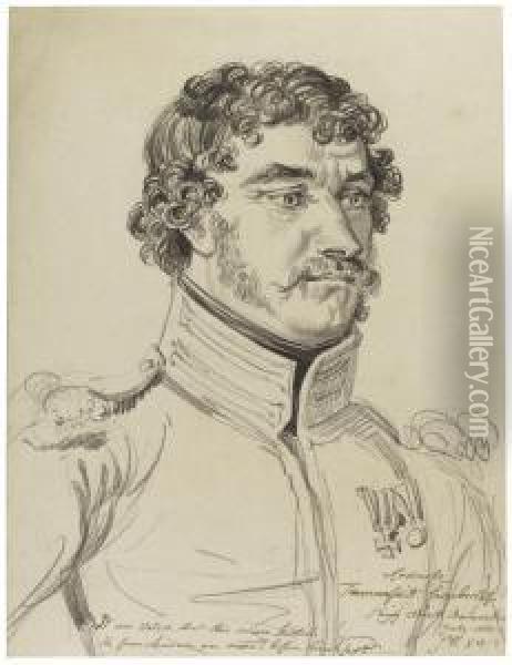 Portrait Of Cossack Tamorfait Carnborlof Oil Painting - James Ward