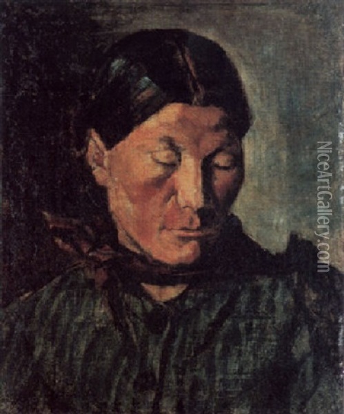 Brustbild Einer Jungen Frau Oil Painting - Christian Rohlfs