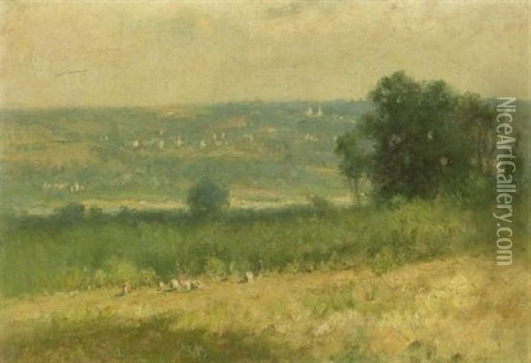 Grafton Hillside Oil Painting - Joseph H. Greenwood