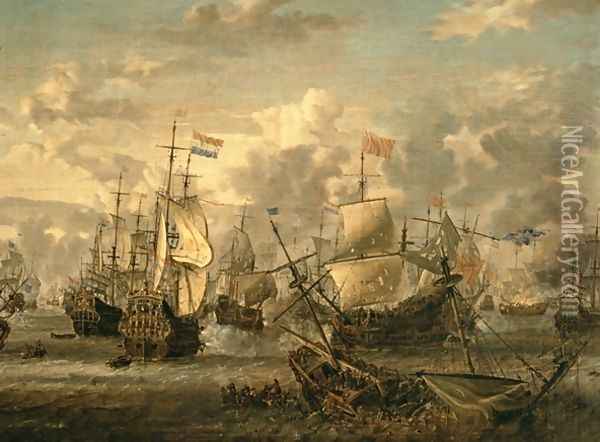 Episode of the Four Days Battle, 1st-4th June 1666 Oil Painting - Abraham Storck