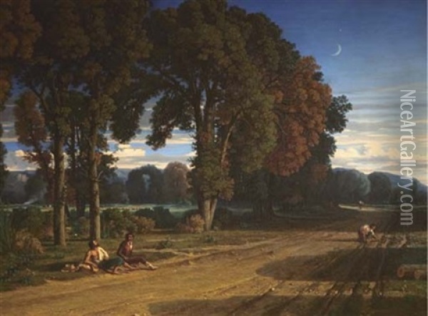 Chemin De Narni, Effet Du Soir Oil Painting - Nicolas Louis Cabat