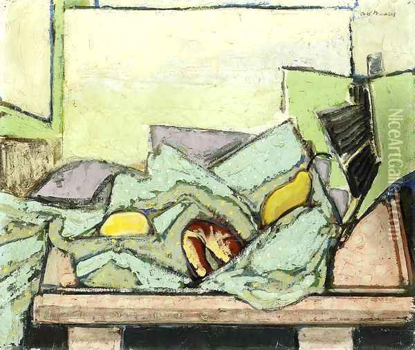 still Life with Green Cloth Date unknown Oil Painting - Alfred Henry Maurer