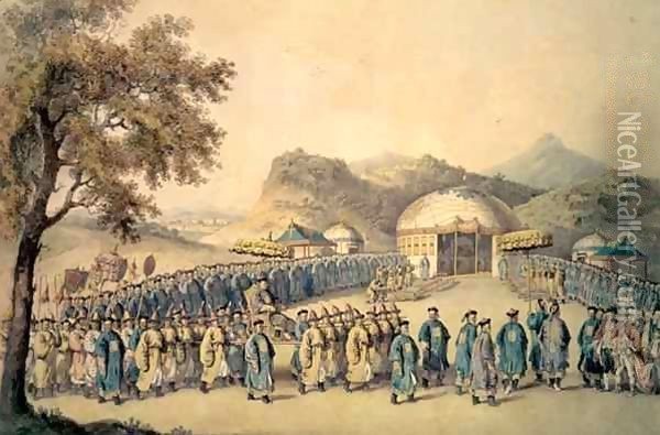 The Approach of the Emperor of China to his tent in Tartary to receive the British Ambassador, George Oil Painting - William Alexander