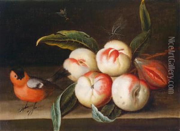 Ein Paar Stillleben Mit Fruchten Und Papageien Oil Painting - William Sartorius