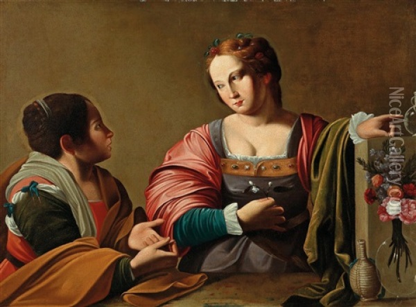 Martha And Mary Magdalene Oil Painting - Carlo Saraceni