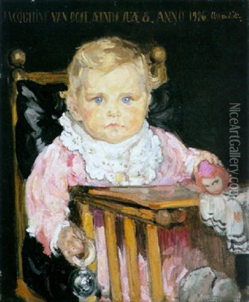 Portrait Of Jacqueline Van Oost As A Baby Oil Painting - Fernand Allard L'Olivier
