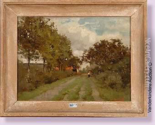 Chemin De Campagne Anime Oil Painting - Adolphe Jean Hamesse
