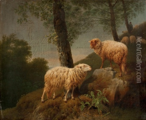 Moutons Dans Un Paysage Oil Painting - Joseph Augustus Knip