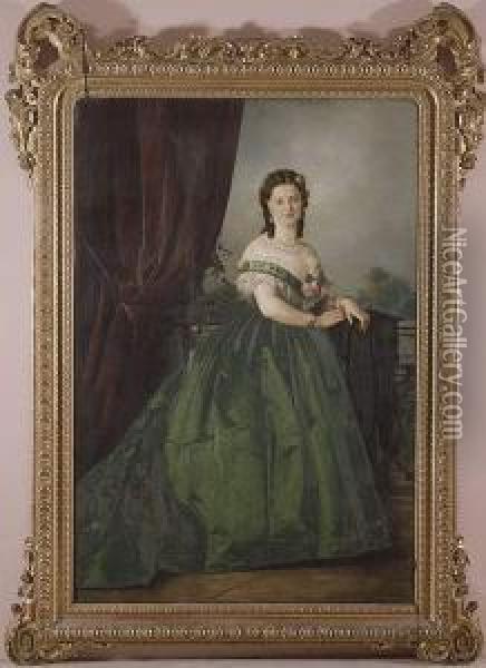 Retrato De Noble Dama Oil Painting - Ricardo Balaca y Canseco