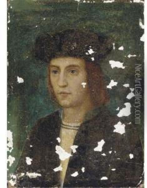 Portrait Of A Gentleman, Bust-length, In A Black Cap Oil Painting - Hans Holbein the Younger