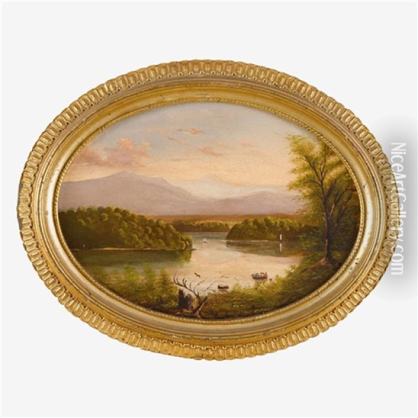 Hudson River Landscapes (2 Works) Oil Painting - Sanford Robinson Gifford