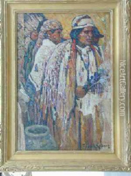 Indians In Ceremonial Robes Oil Painting - Frank Coburn