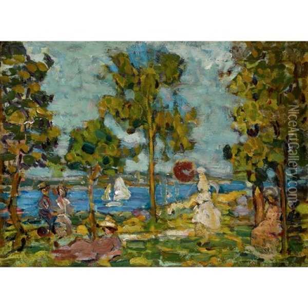 Landscape With Figures Oil Painting - Maurice Prendergast