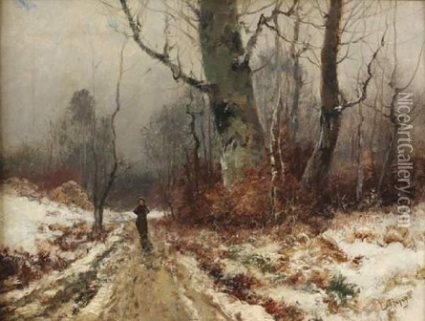 Promenade En Sous-bois, L'hiver Oil Painting - Eugene Galien-Laloue