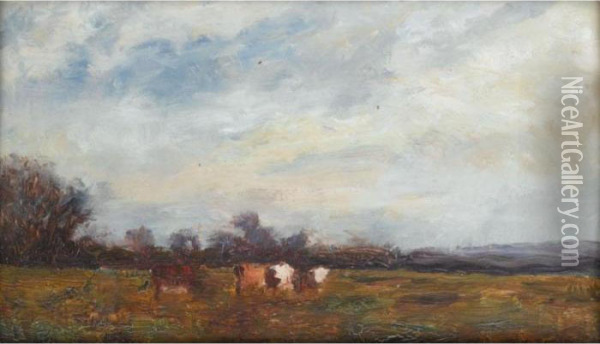 Landscape With Cows Oil Painting - Walter Frederick Osborne