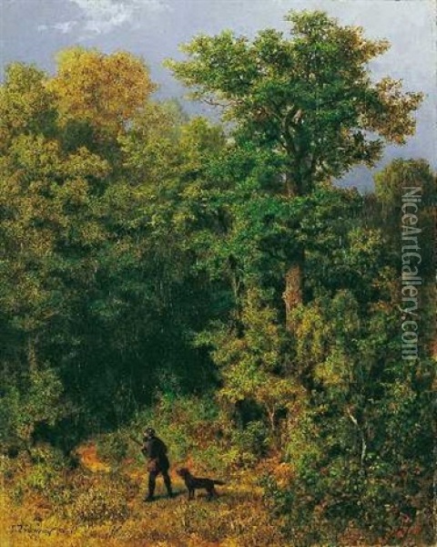Waldlandschaft Mit Jager Oil Painting - Franz Maria Ingenmey