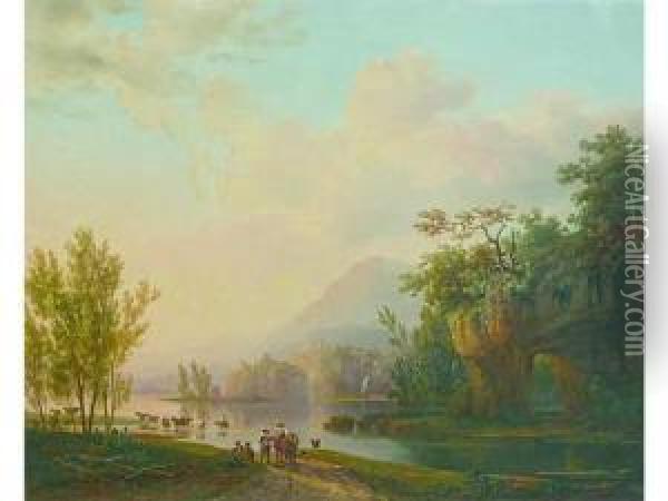 Paysage Anime Oil Painting - Francois Theodore Rochard