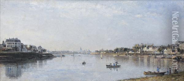 La Seine A Charenton Oil Painting - Stanislas Lepine