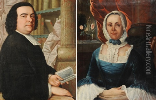 Portraits Von Francois Carrard Und Seiner Frau (pair) Oil Painting - Joseph Lander