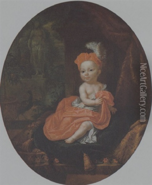 Bildnis Eines Kleinen Prinzen In Einem Schloss Oil Painting - Mattheus Verheyden