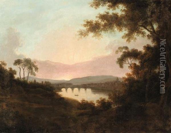 A View Of Florence At Sunrise Oil Painting - Josepf Wright Of Derby