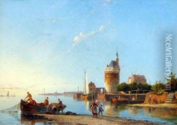 Hoorn On The Zuiderzee, Holland Oil Painting - Pieter Cornelis Dommershuijzen