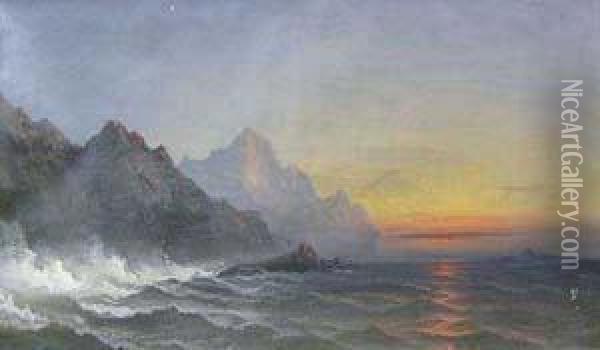 Seascape At Dusk Oil Painting - James Hamilton