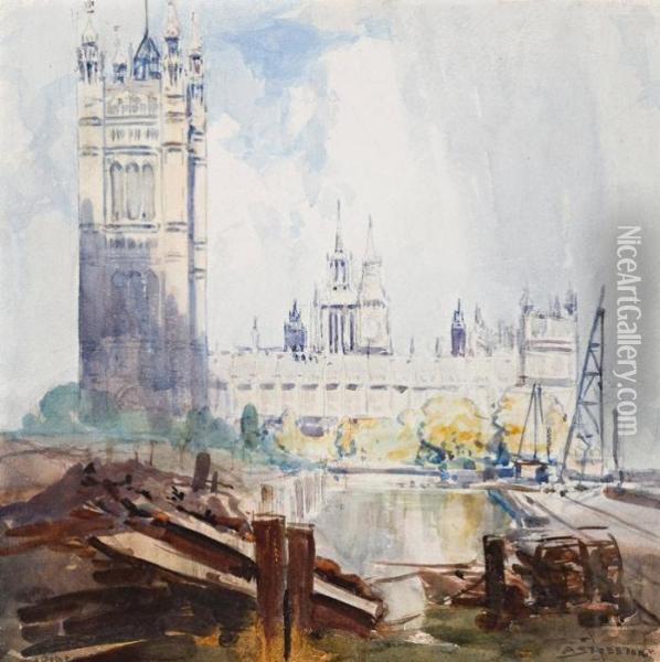 Houses Of Parliament Oil Painting - Arthur Ernest Streeton