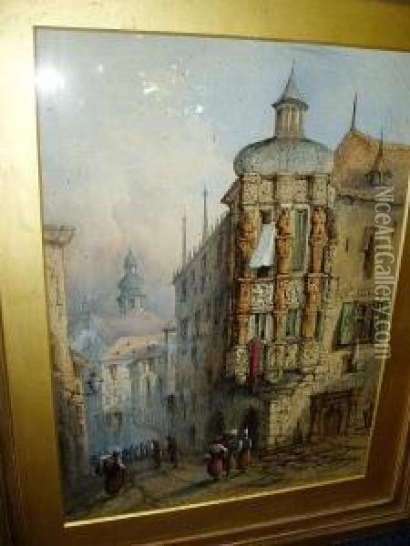 Street Scene, Bamberg, Germany Oil Painting - Edwin St John