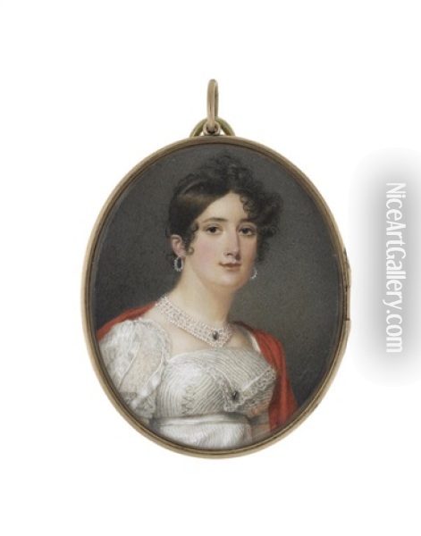 A Portrait Miniature Of Mrs Mary Levin Smith (d.1839) Oil Painting - Samuel John Stump