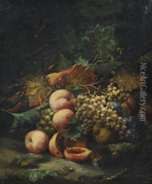 Nature Morte Aux Raisins Et Aux Peches Oil Painting - Lefort