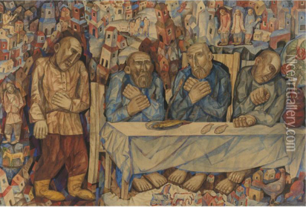 The Last Supper Oil Painting - Pavel Nikolaevitch Filonov