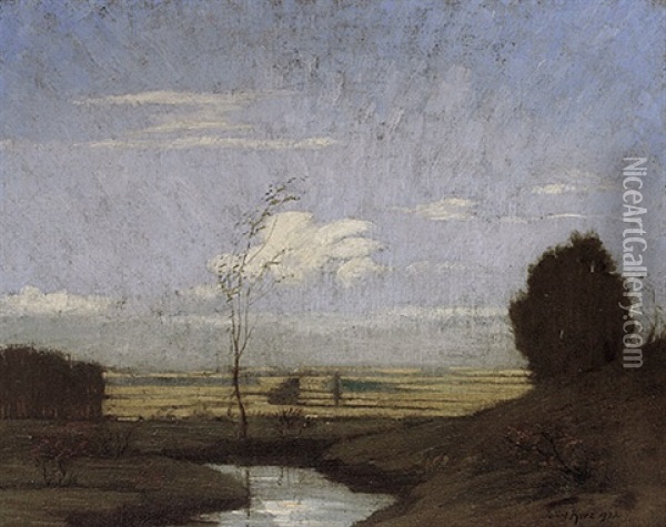 Herbstliche Landschaft Mit Kleinem Tumpel Oil Painting - Julius Kurz