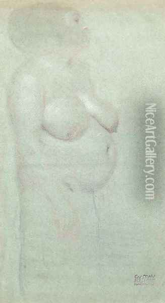Stehende dicke Frau nach rects (Studie futr die Unmaigkeit des Beethovenfrieses) Oil Painting - Gustav Klimt