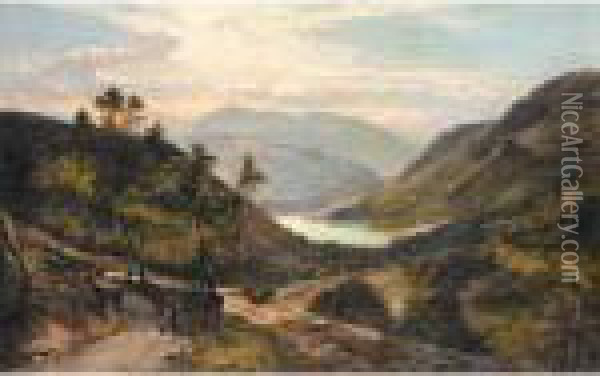 The Path Down To The Lake, North Wales Oil Painting - Sidney Richard Percy