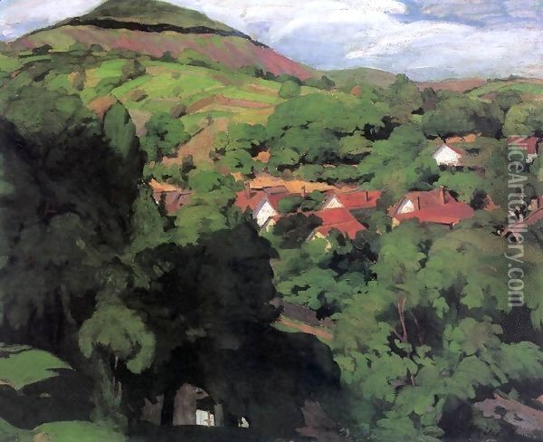 Landscape at Nagybanya 1900 Oil Painting - Istvan Boldizsar