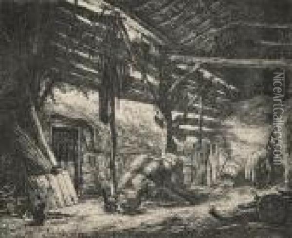 The Barn Oil Painting - Adriaen Jansz. Van Ostade