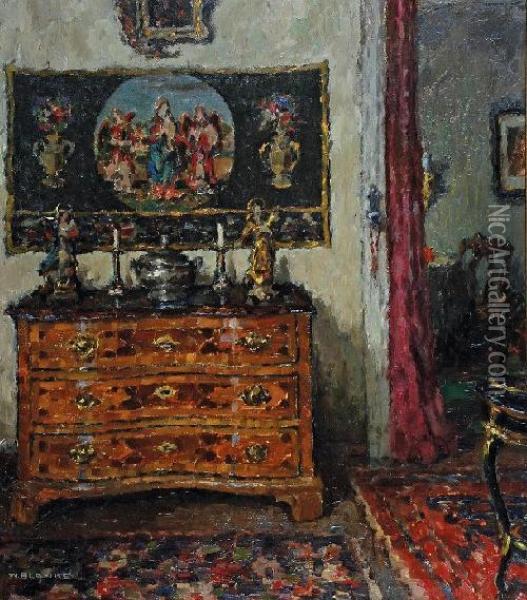 Wnetrze Salonu Z Komoda Oil Painting - Wilhelm Blanke