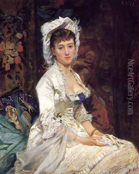 Portrait of a Woman in White, 1879 Oil Painting - Eva Gonzales