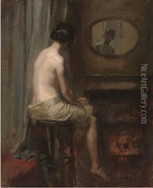 The Mirror's Reflection Oil Painting - Harry Mitton Wilson