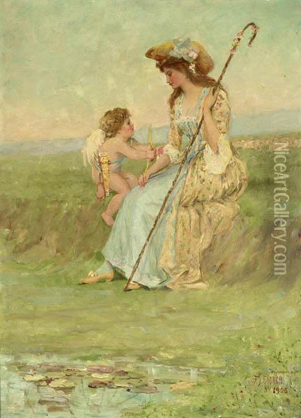 Cupid In Conversation With A Lady-in-waiting Oil Painting - Frederick Stuart Church