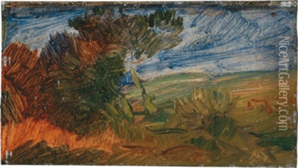 Herbstlandschaft Mit Blauem Himmel Oil Painting - Wilhelm Busch