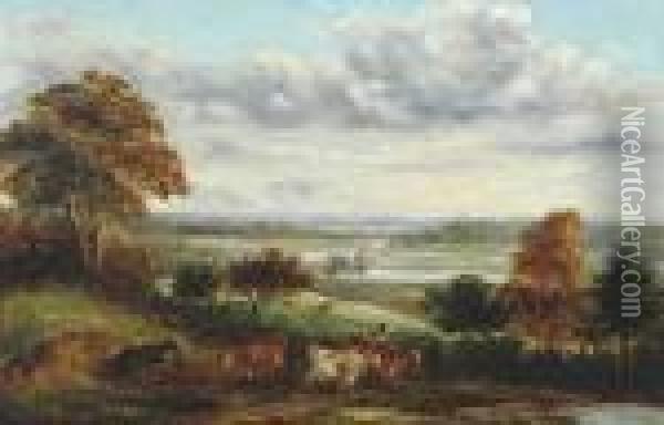 View Of The River Deben Near Woodbridge Oil Painting - John Moore Of Ipswich