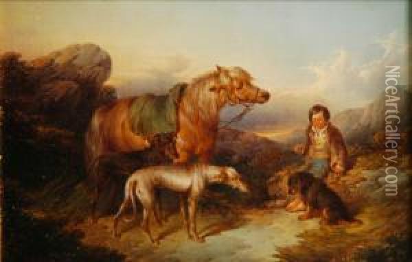 Paesaggio Con Cani, Bambino E Cavallo Oil Painting - Paul Jones