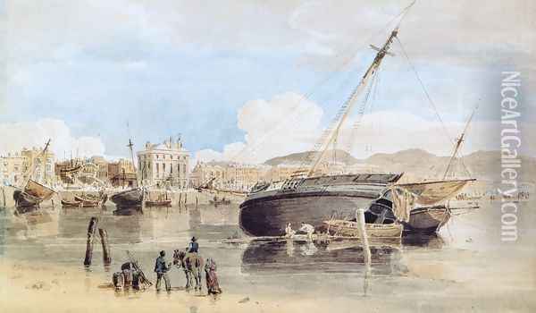 Weymouth Harbour Oil Painting - Thomas Girtin