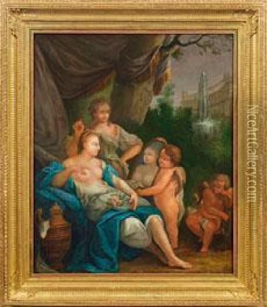 Venus Mit Amor In Betrachtung Ihrer Schonheit Oil Painting - Johann Heinrich Wilhelm Tischbein I