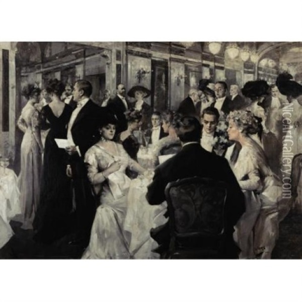 An Elegant Soiree Oil Painting - Albert Beck Wenzell
